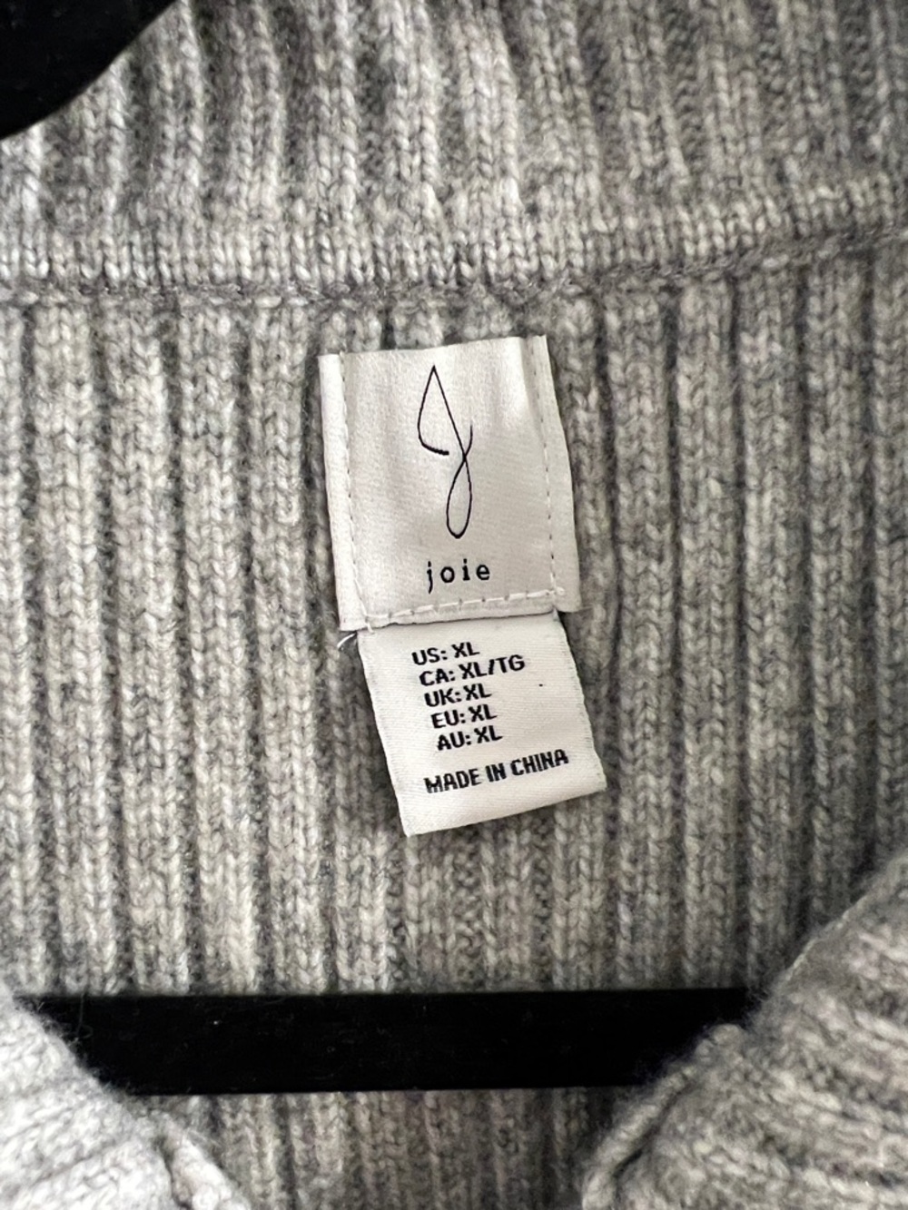 Joie Light Gray Ribbed Button-Front Cardigan with Wide Collar - Picture 2 of 4